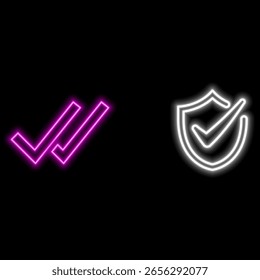 Ícone de marca de seleção. marca de verificação de neon style.vetor. Perfeito para web apps e interfaces, infográficos, apresentações, marketing, etc.