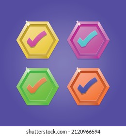 Check mark icon ok design set on prism