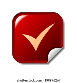 Check mark icon on red web sticker