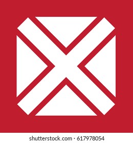 Check mark icon on red background, x