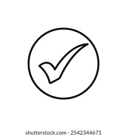 Check mark icon outline collection or set in black and white
