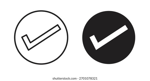 Check mark icon outline concept symbol with editable stroke on white