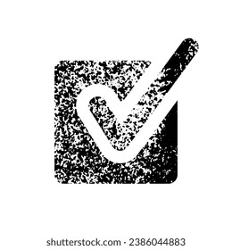 Check Mark Icon. Paint Brush Tick, Grunge Checkmark In Checkbox Pictogram. Right Choice, Correct Symbol. Ok Ink Sign. Vote Button. Accept And Confirm. Isolated Vector Illustration.
