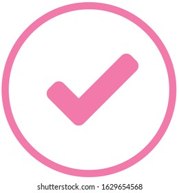 Check mark icon in pink color.