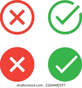 check mark icon and red cross icon vector illustration  icon set in green and red color