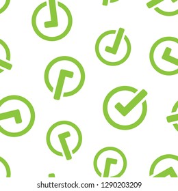 Check Mark Icon Seamless Pattern Background. Ok, Accept Vector Illustration. Tick Symbol Pattern.