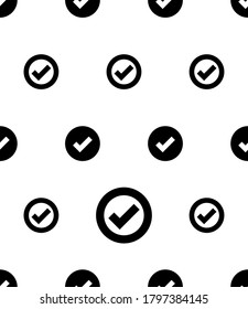 Check Mark Icon Seamless Pattern, Checkmark, Tick Icon, Concept Yes, Correct Answer Mark Vector Art Illustration