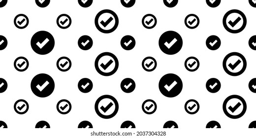 Check Mark Icon Seamless Pattern, Checkmark, Tick Icon, Concept Yes, Correct Answer Mark Vector Art Illustration