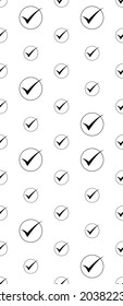 Check Mark Icon Seamless Pattern, Checkmark, Tick Icon, Concept Yes, Correct Answer Mark Vector Art Illustration