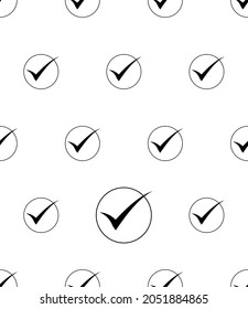 Check Mark Icon Seamless Pattern Vector Art Illustration