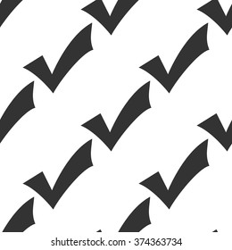 Check mark icon seamless pattern on white background. Vector Illustration