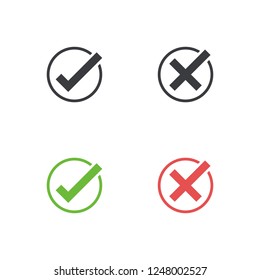 Markierungssymbol-Set markieren. Genehmigen und löschen Sie das Symbol für das Design-Projekt. Flatbutton ja und nein. Gut und schlecht
