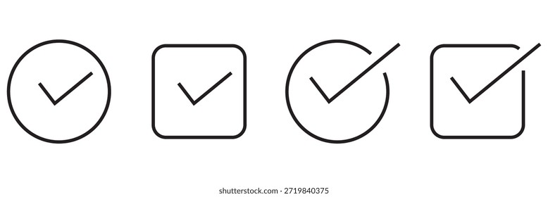 Conjunto de iconos de marca de verificación en negro y verde PNG ilustración