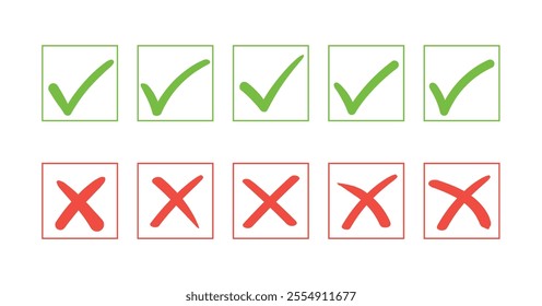 Check mark icon. Set of check box icon with right and wrong buttons