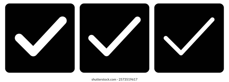 Check mark icon set. Check box, tick mark icon set. Approved, correct, accept, verified, tick mark icon. Vector illustrator