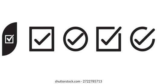 Check mark icon set. Check box icon with right and wrong buttons and yes or no checkmark icons in green tick box and red cross. vector illustration .