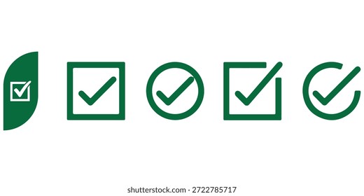 Check mark icon set. Check box icon with right and wrong buttons and yes or no checkmark icons in green tick box and red cross. vector illustration .