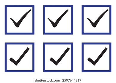 Check mark icon set. Checkmarks and confirm. Check marks for agreement, vote, confirmation,  Vector illustration design eps 10  