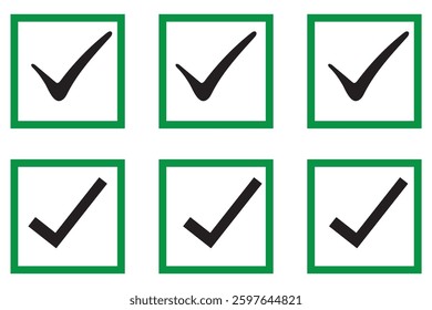 Check mark icon set. Checkmarks and confirm. Check marks for agreement, vote, confirmation,  Vector illustration design eps 10  