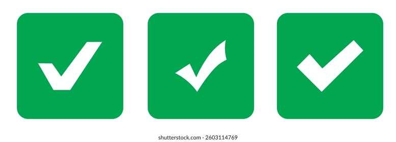 Check mark icon set. Checkmarks and confirm. Check marks for agreement, vote, confirmation. Vector illustration.