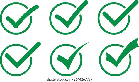 Check mark icon set. Checkmarks and confirm. Check marks for agreement, vote, confirmation, choice. Vector illustration