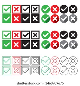 check mark icon set, collection , Vector, ywa or no