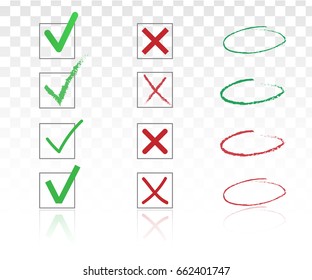 Check Mark Icon Set. Collection of red crosses