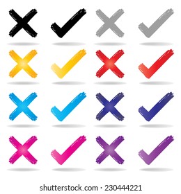 check mark icon set : colorful vector on white background