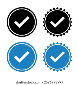 Check mark icon set in different shapes and colors isolated vector