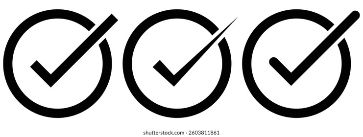 Check mark icon set with editable strokes. Accepted, approved, disapproved, right,  correct, false, true, done symbols. Check mark. Icon for design. Easily editable. tick mark icon. EPS 10. 