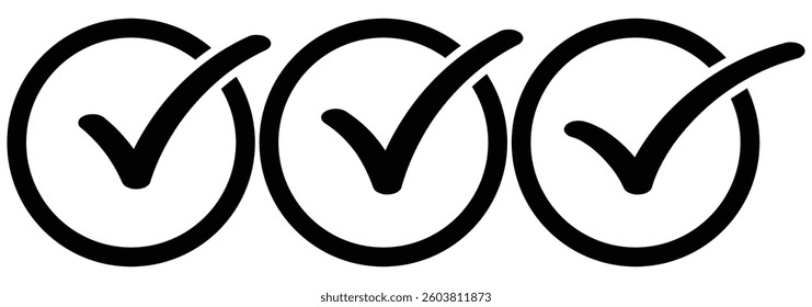 Check mark icon set with editable strokes. Accepted, approved, disapproved, right,  correct, false, true, done symbols. Check mark. Icon for design. Easily editable. tick mark icon. EPS 10. 