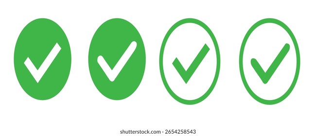 Ícone de marca de seleção definido com traços editáveis.Azul Ícone de emblema verificado definido. Conjunto de ícones de marca de seleção.