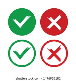 check mark icon set in green and red color button