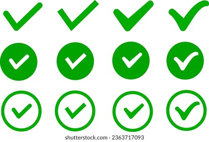 Check mark icon set. Green check mark. Replaceable vector design.