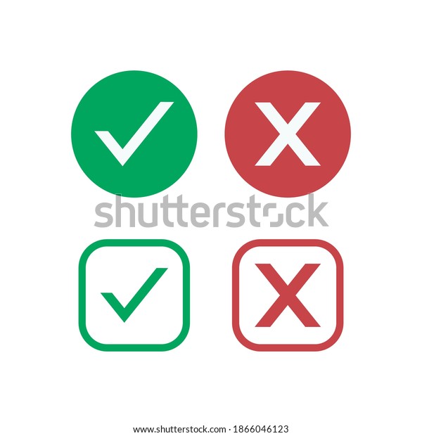 Check Mark Icon Set Green Red Stock Vector Royalty Free 1866046123