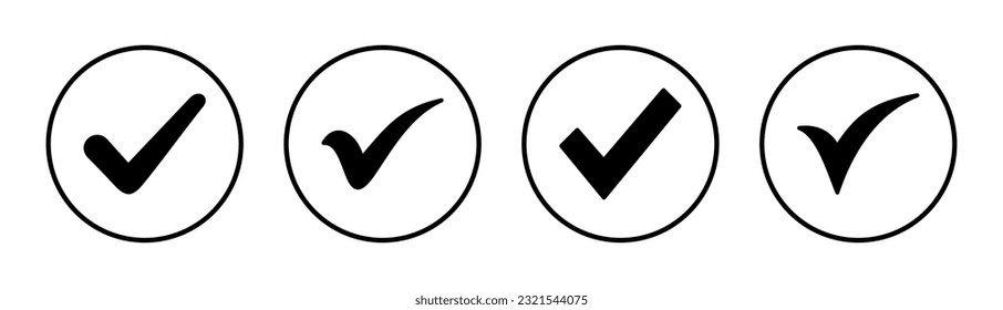 Check mark icon set illustration. Tick mark sign and symbol