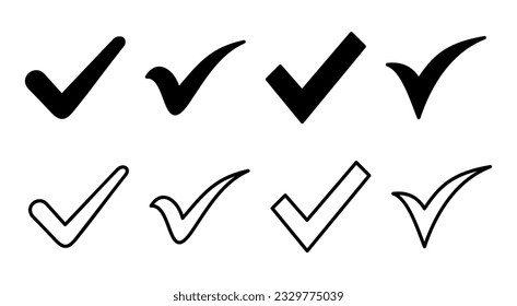 Check mark icon set illustration. Tick mark sign and symbol