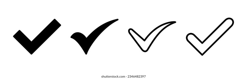 Check mark icon set illustration. Tick mark sign and symbol