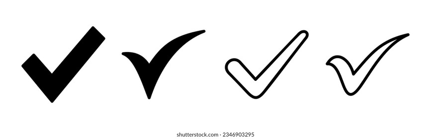 Check mark icon set illustration. Tick mark sign and symbol