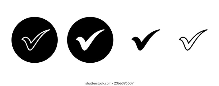 Check mark icon set illustration. Tick mark sign and symbol