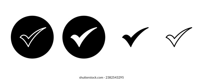 Markierungssymbol-Set-Illustration überprüfen. Zeckmarken-Zeichen und -Symbol