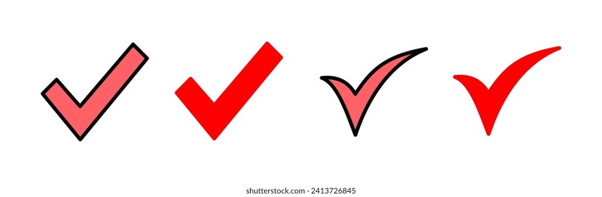 Markierungssymbol-Set-Illustration überprüfen. Zeckmarken-Zeichen und -Symbol
