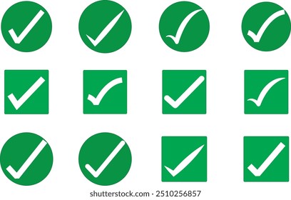 Ilustración del conjunto de iconos de marca de verificación.
