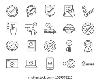 Check mark icon set. Included the icons as correct, verified, certificate, approval, accepted, confirm, check List and more.