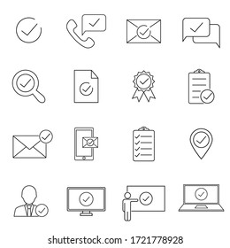 Check mark icon set. Included the icons as correct, verified, certificate, approval, accepted, confirm, check List and more. Web design, mobile app.