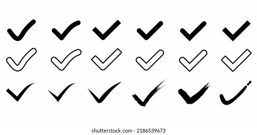 check Mark icon set isolated on white background