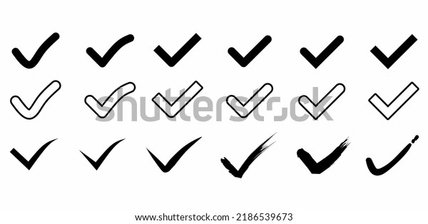 Check Mark Icon Set Isolated On Stock Vector (Royalty Free) 2186539673 ...