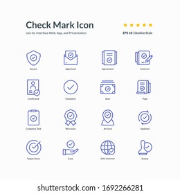 Check Mark icon set line style icon design vector illustration contain 