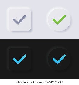 Check mark icon set, Multicolor neumorphism button soft UI Design for Web design, Application UI and more, Button, Vector.