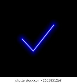 Marque o ícone de marca definido. estilo neon.marca, lista de verificação, selecionado, confirmar, aprovar, correto, concordar, marque a caixa de verificação, aceitar e ícones verificados. Coleção de ícones de vetor sólido.